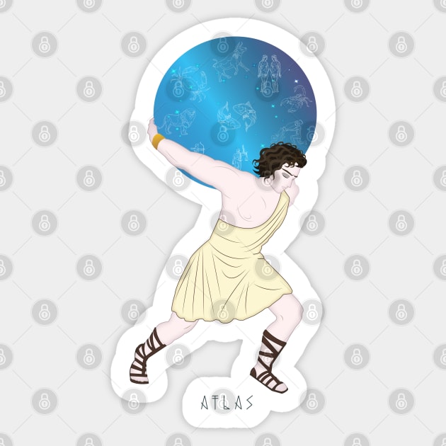 Atlas - Greek Mythology Sticker by Witchling Art